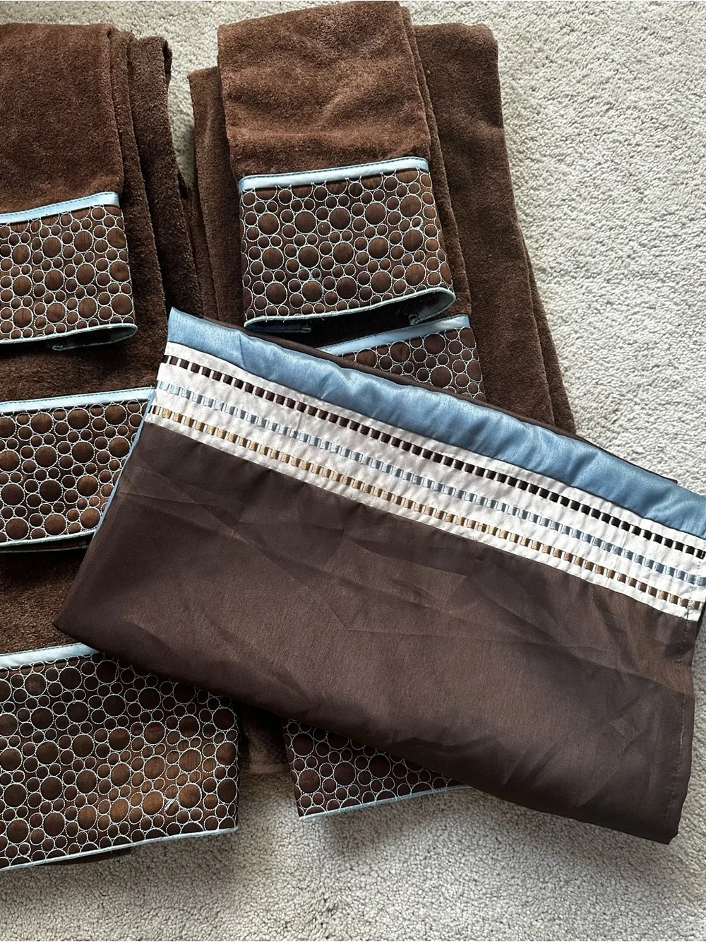 Avanti Premier Meadowland 6-Pc Towel Set - Java Brown & Blue (Shower Curtain Ava